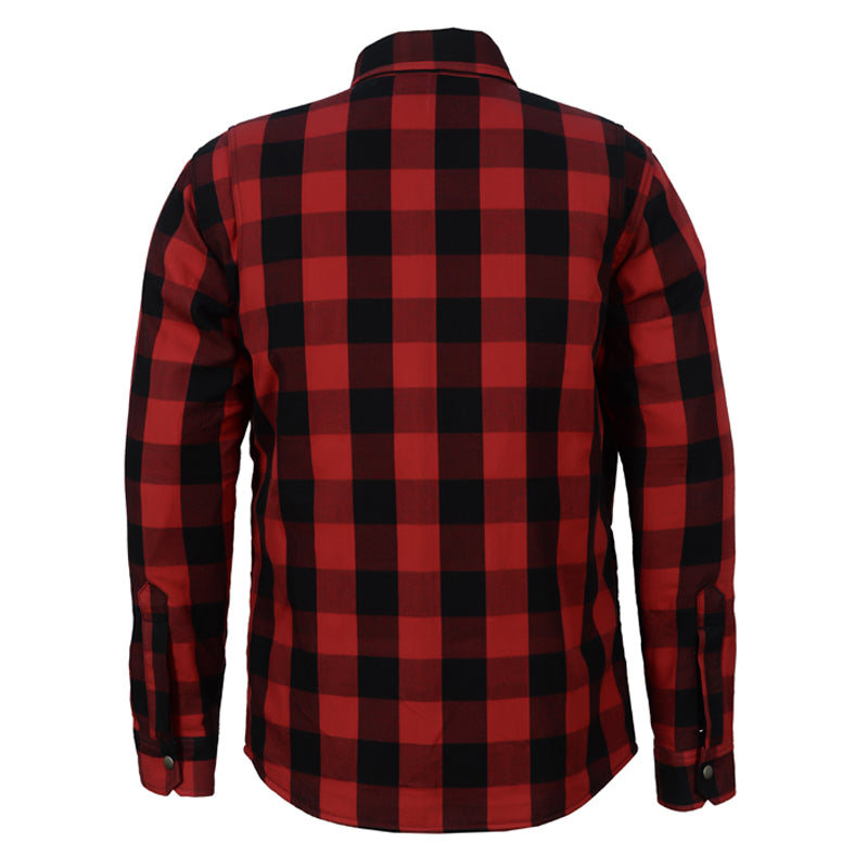 Red Moto Rider armored motorcycle flannel shirt