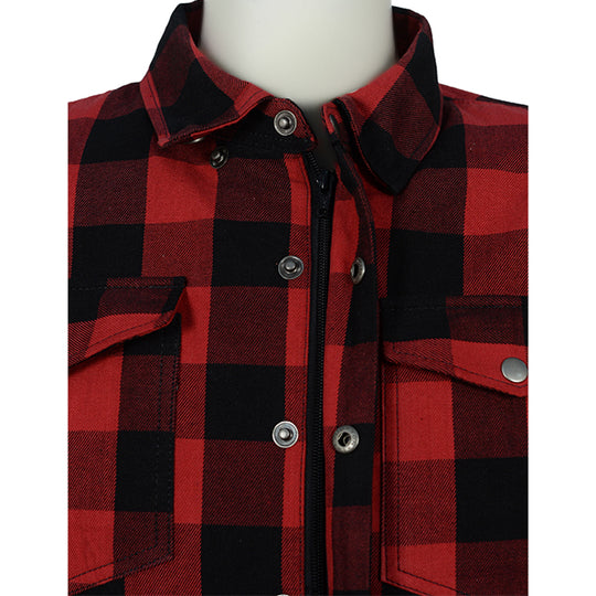 Red Moto Rider armored motorcycle flannel shirt