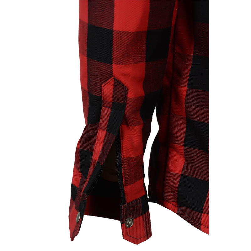 Red Moto Rider armored motorcycle flannel shirt