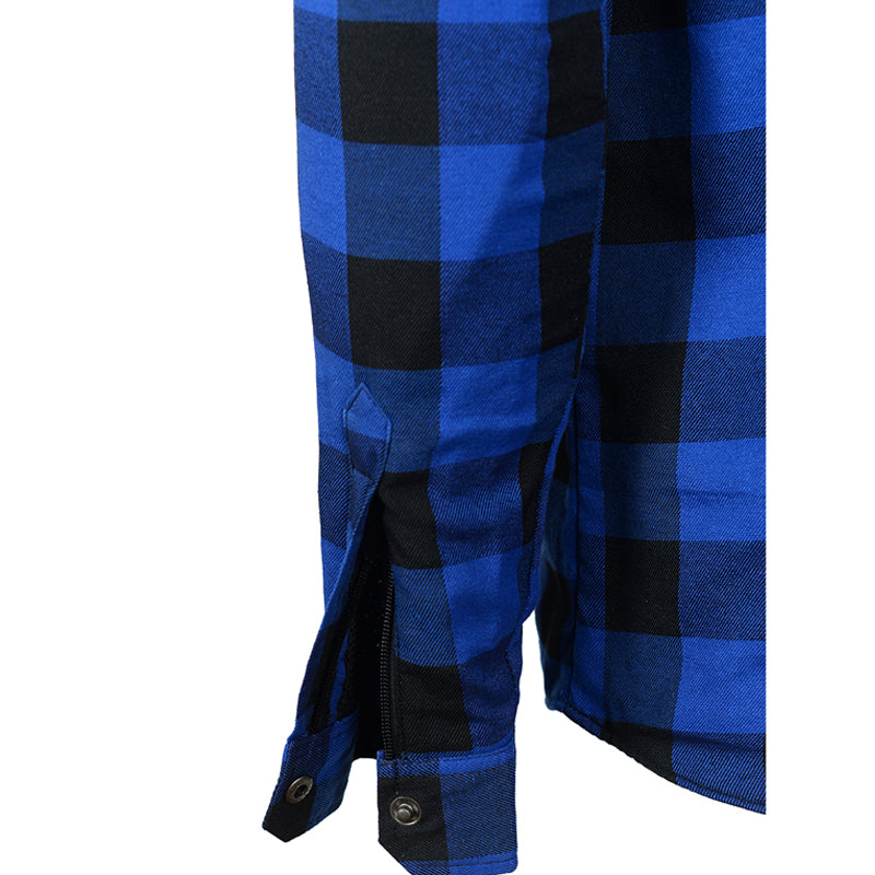 Blue Moto Rider armored motorcycle flannel shirt