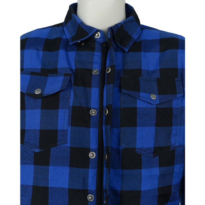 Blue Moto Rider armored motorcycle flannel shirt