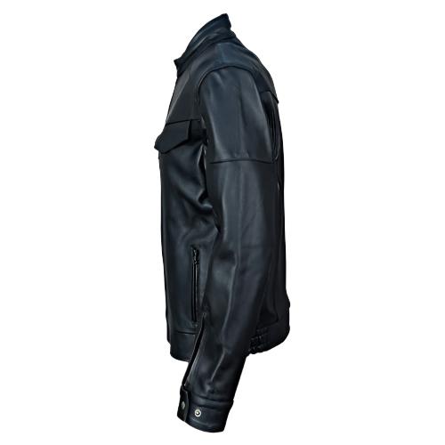 Huxley Black Motorcycle leather jacket with Storage pockets