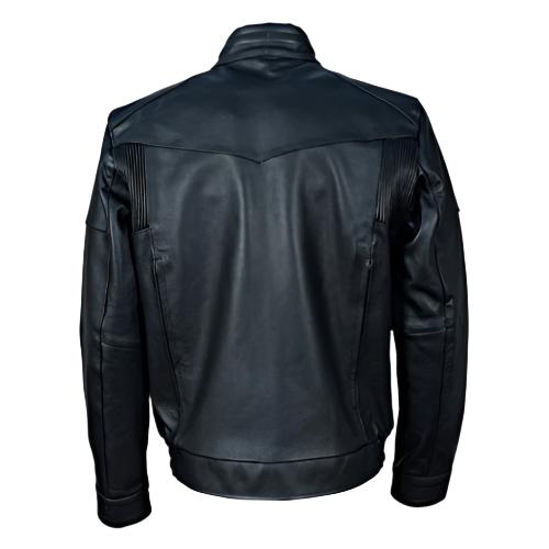 Huxley Black Motorcycle leather jacket with Storage pockets