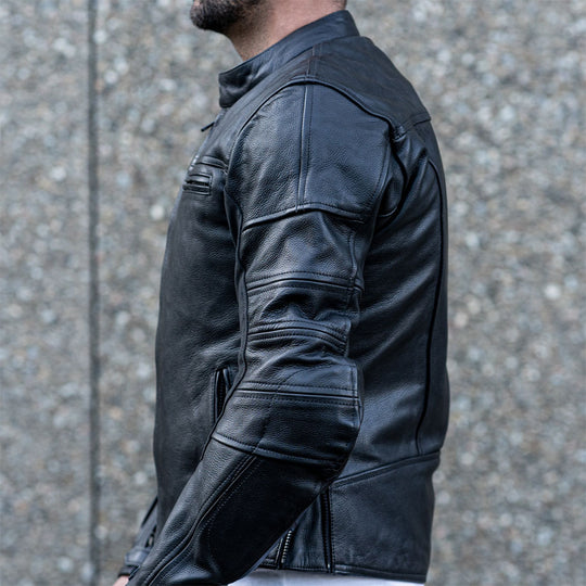 "The Real Racer" Black Premium Leather Armored Motorcycle Jacket