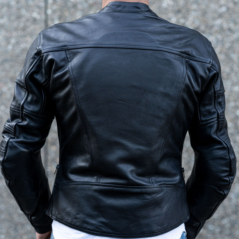 "The Real Racer" Black Premium Leather Armored Motorcycle Jacket