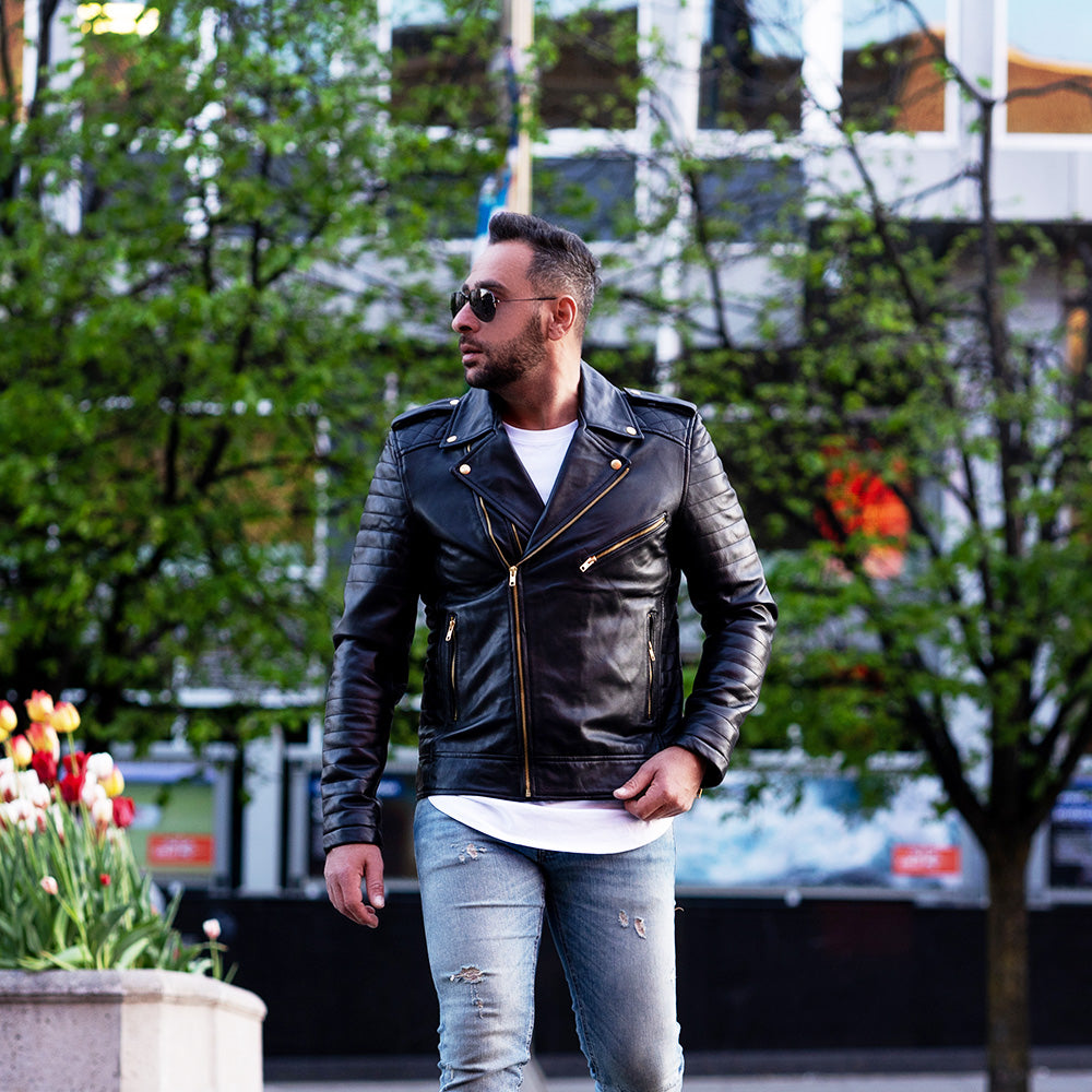 Quilted Biker leather jacket