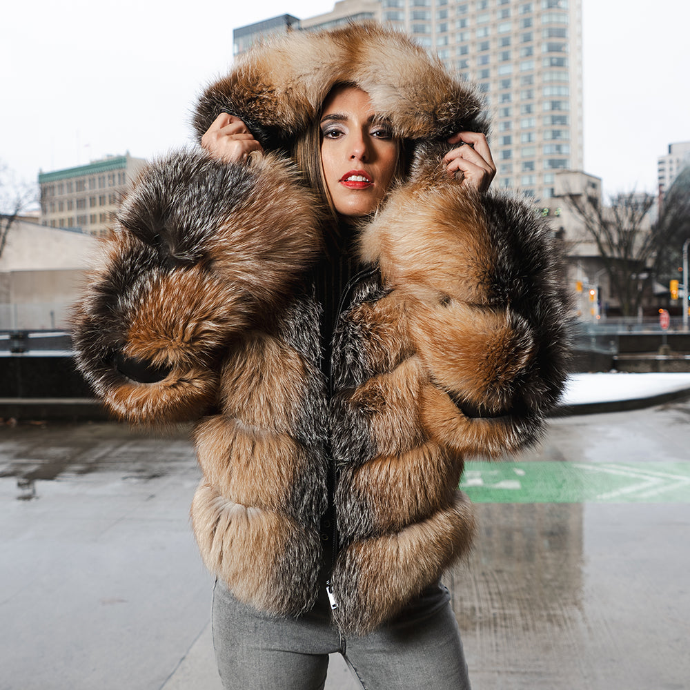 Women's Fox Fur Hooded Jacket