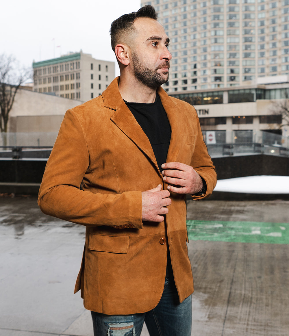 Wyatt Tan Suede Leather Blazer