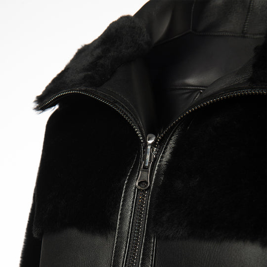 Elena black Reversible shearling jacket