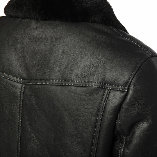 Black Denim jacket Style Shearling Jacket