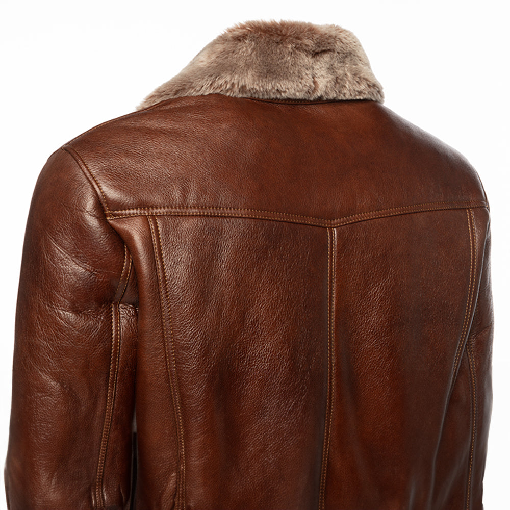 Dashiell brown trucker shearling jacket