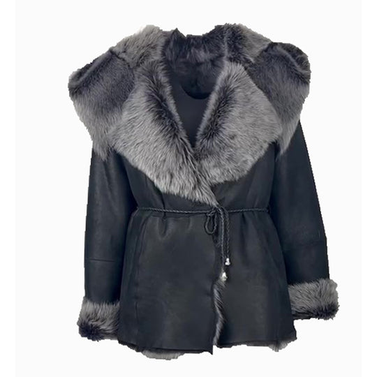 Michelle Toscana Shearling Jacket with Hood