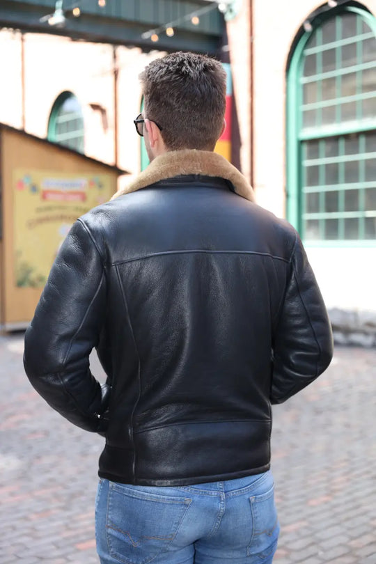 Carters Ginger Brown Shearling Leather Biker Jacket