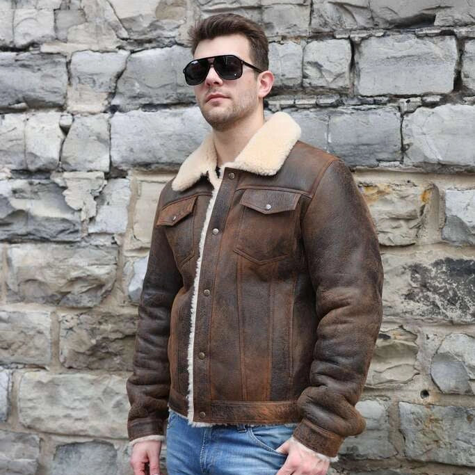 Kevin's Vintage trucker style shearling jacket