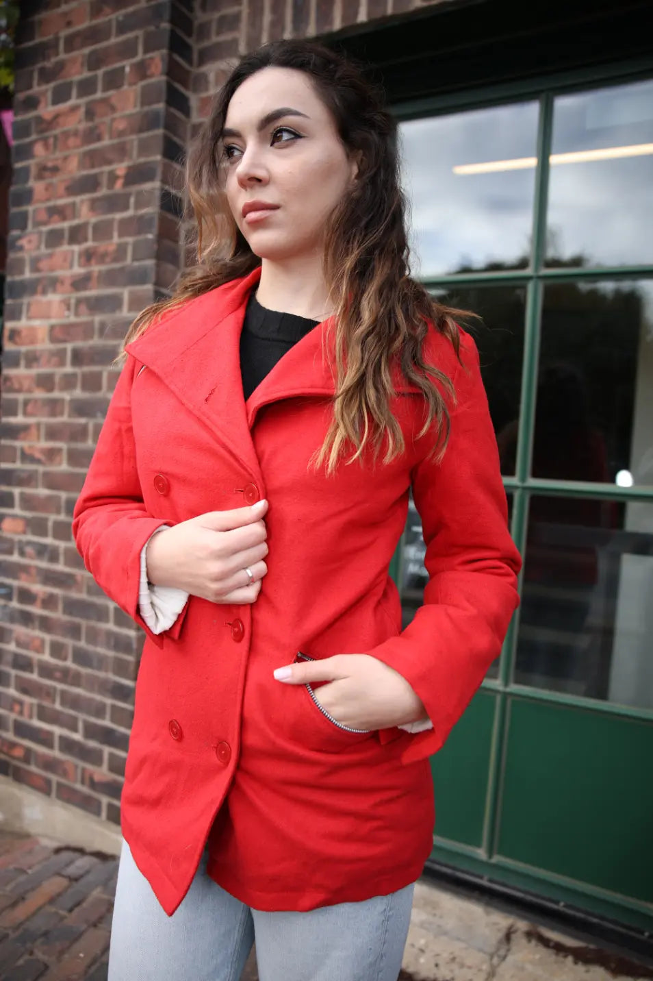 Taisia women's red wool coat