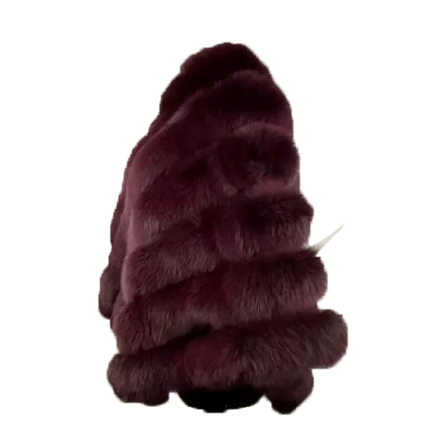 Women's Burgundy Fox Fur Cape/ Poncho