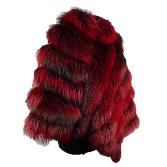 Women's Red Fox Fur Cape/ Poncho