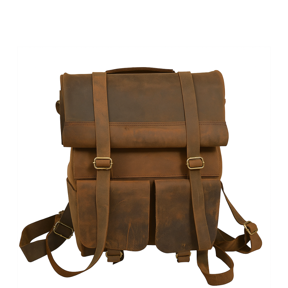 Parsons Roll Top Vintage Oiled Cowhide Backpack