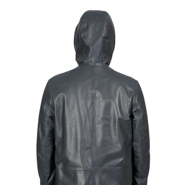 Rowan Black Hooded leather jacket