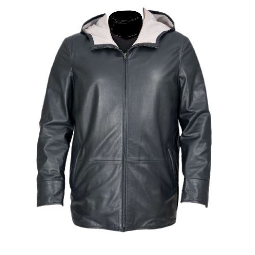 Rowan Black Hooded leather jacket