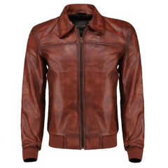 Boyd's Rust Leather Jacket with ribbed cuffs