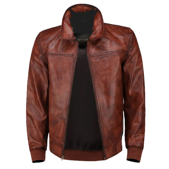 Boyd's Rust Leather Jacket with ribbed cuffs