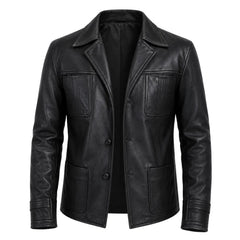 Black casual leather blazer