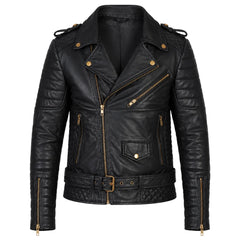 Mercado's Belted & Quilted Leather Biker Jacket