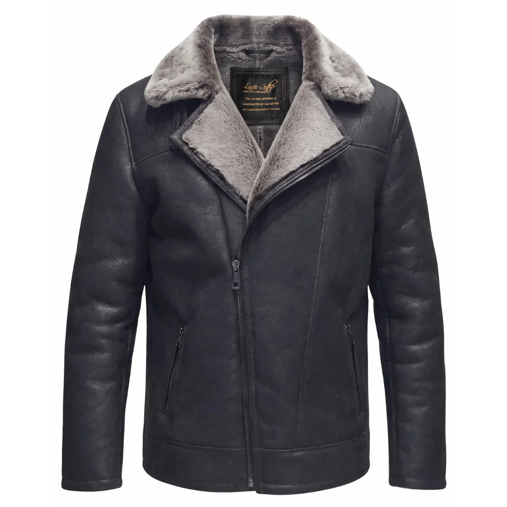 Drake's Black Shearling Car coat