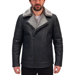 Drake's Black Shearling Car coat