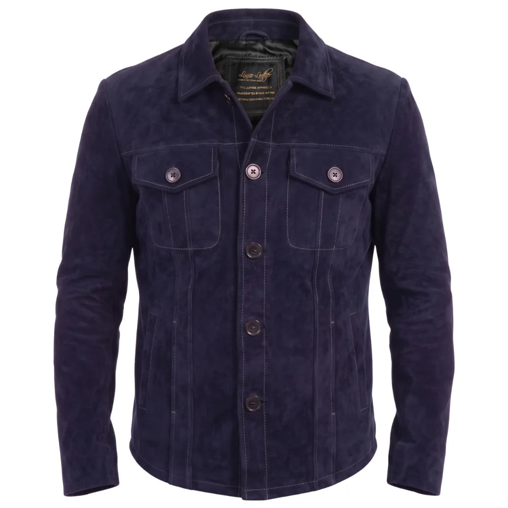 Neive's Navy blue suede shirt