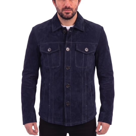 Neive's Navy blue suede shirt