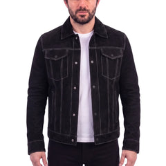 River black trucker suede jacket
