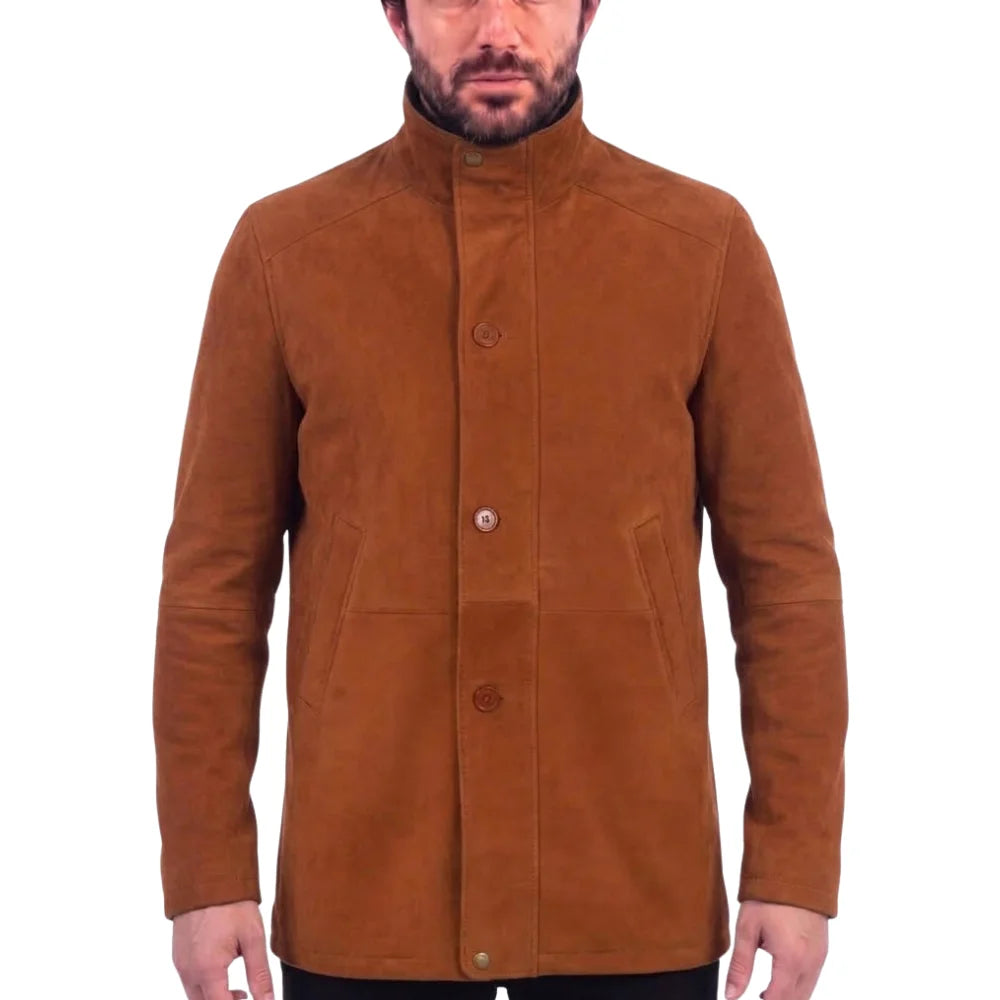 Maxim Tan Suede buttoned up coat
