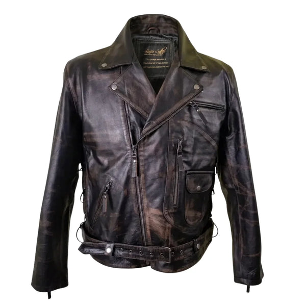 Arnold Schwarzenegger Terminator 2 Distressed Leather  Biker Jacket