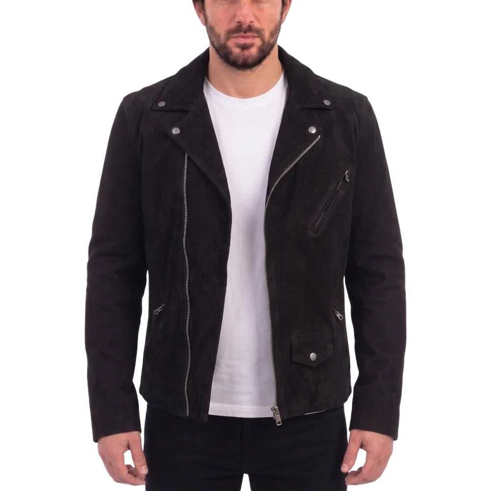 Silva's Black Suede Leather Biker Jacket