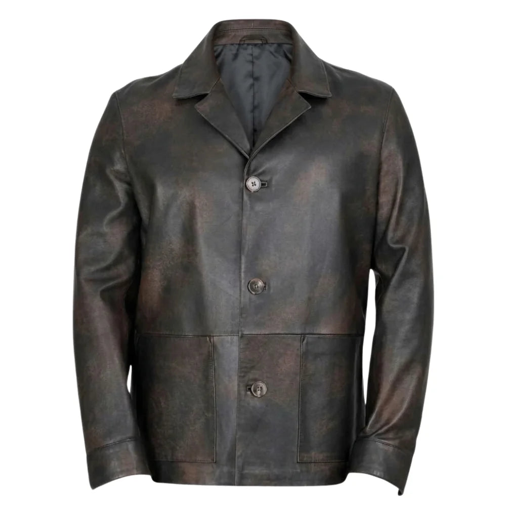 Parker vintage style brown leather jacket