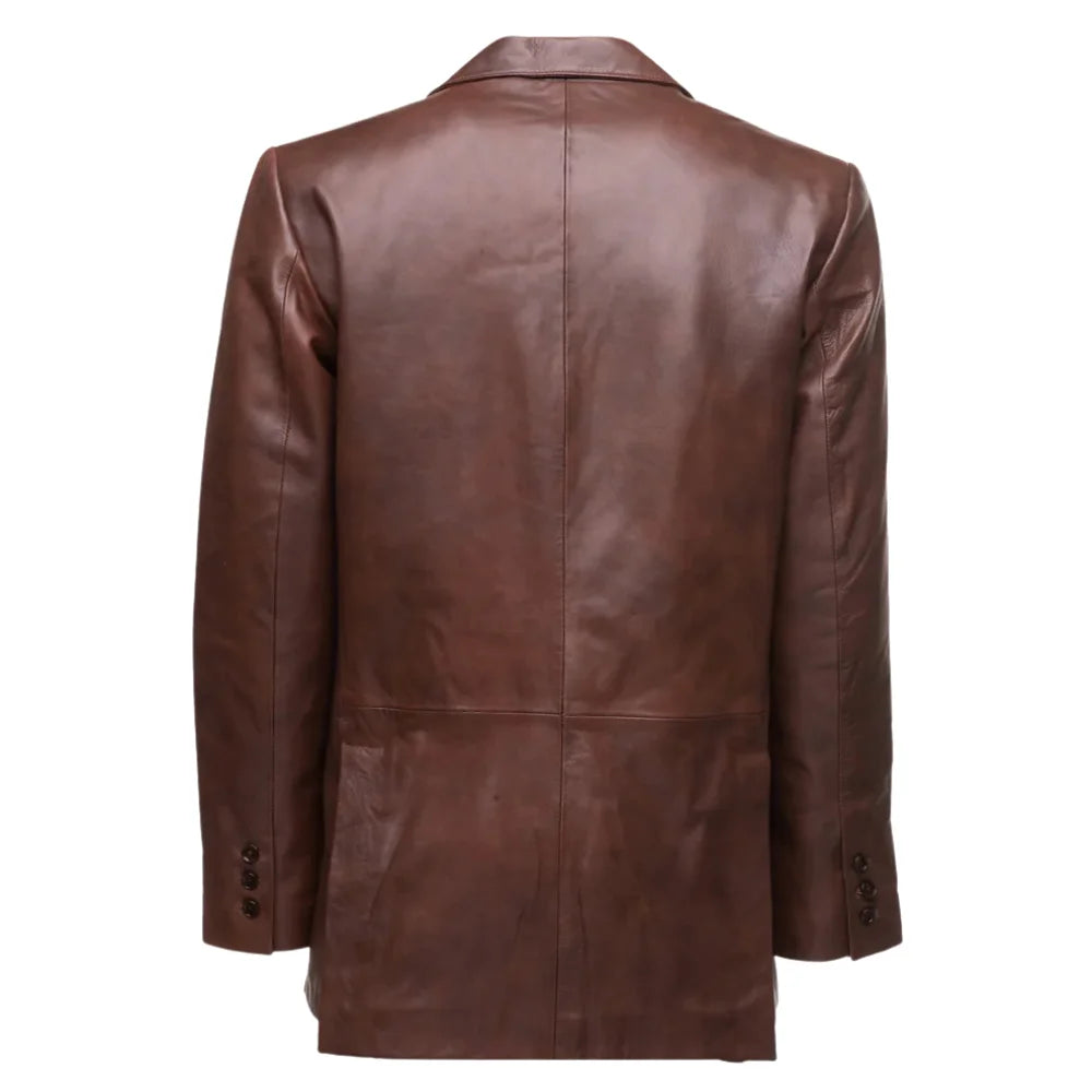 Two-tone Brown leather blazer