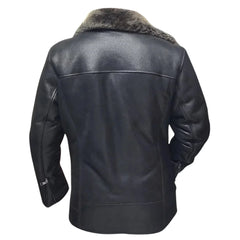 Robbie's Black Shearling Sheepskin Car coat