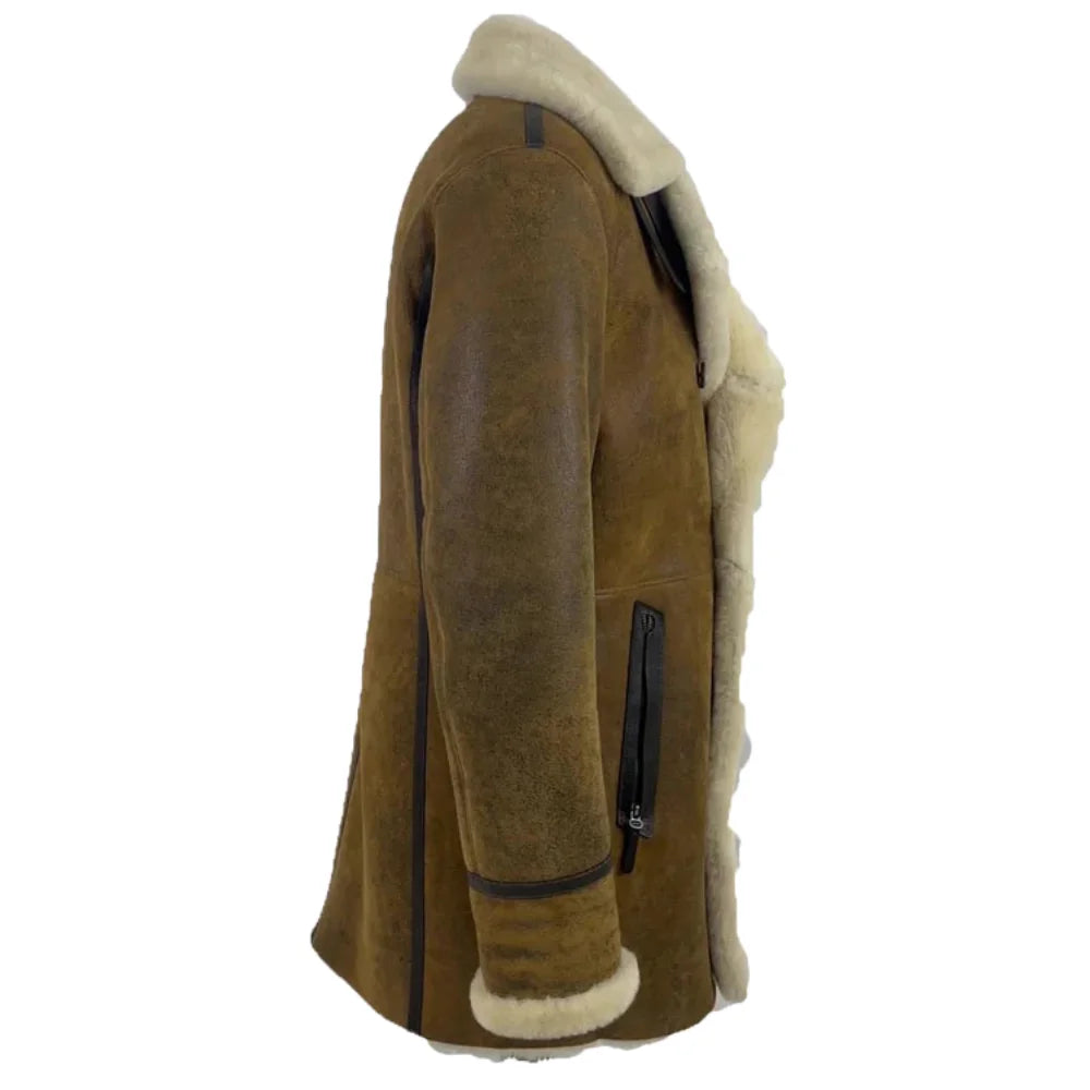 Tyler's Distressed Shearling Trench Coat