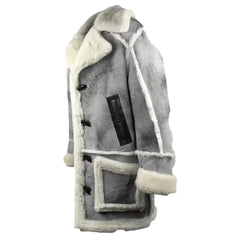 Bret harry distressed grey shearling overcoat