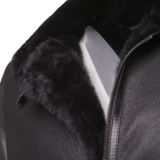 Black B3 Bomber Aviator Shearling Jacket