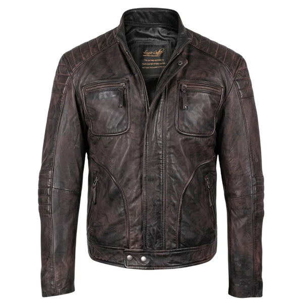Men's Benton Distressed moto style Leather Jacket