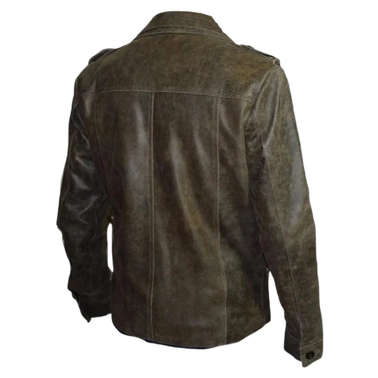 Vintage Blast leather jacket with point collar