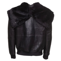 Gregos Varsity Style Sheepskin Shearling Jacket with Large Hoodie