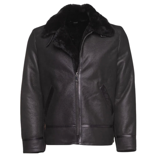 Black B3 Bomber Aviator Shearling Jacket