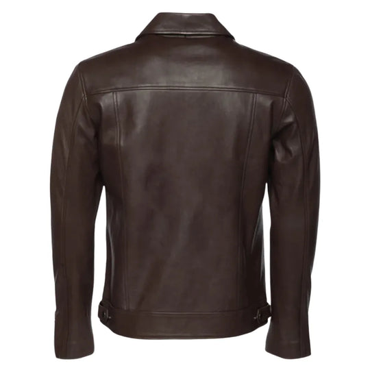 Brown leather jacket with collars