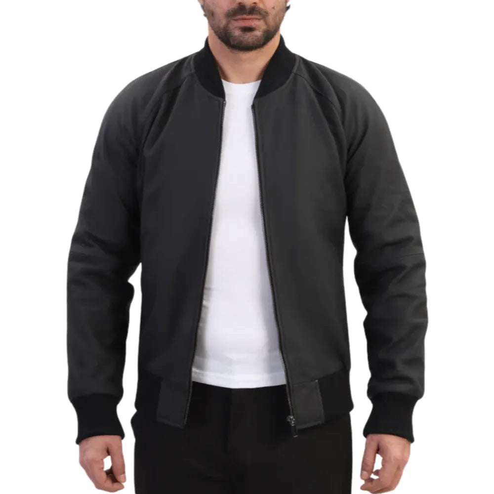 Colt matte black ribbed bomber jacket