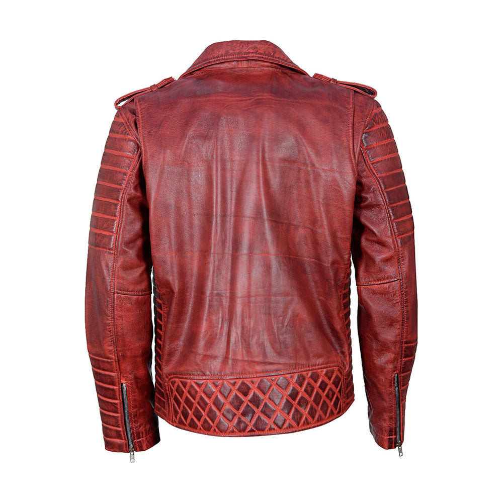 Antique Red Quilted Biker Jacket