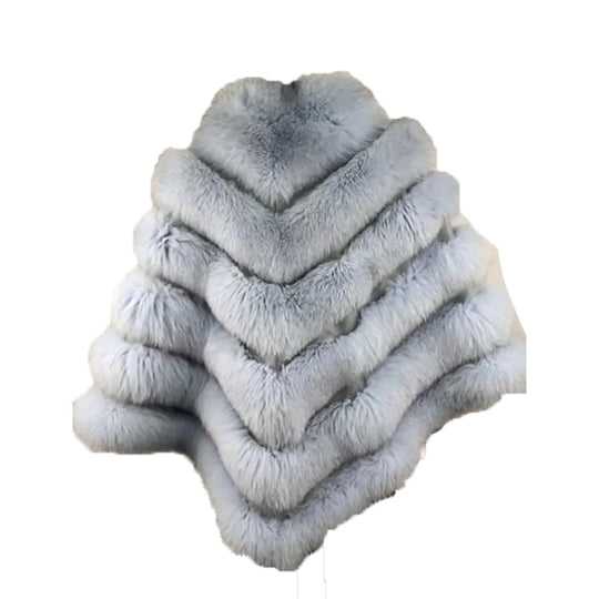 Women's White Fox Fur Cape/ Poncho